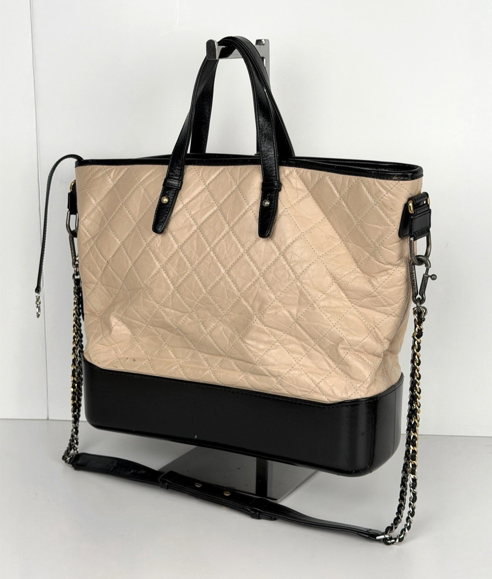 Chanel Gabrielle Tote Bag Medium Beige Aged Calfskin Quilted Leather 2017 E6